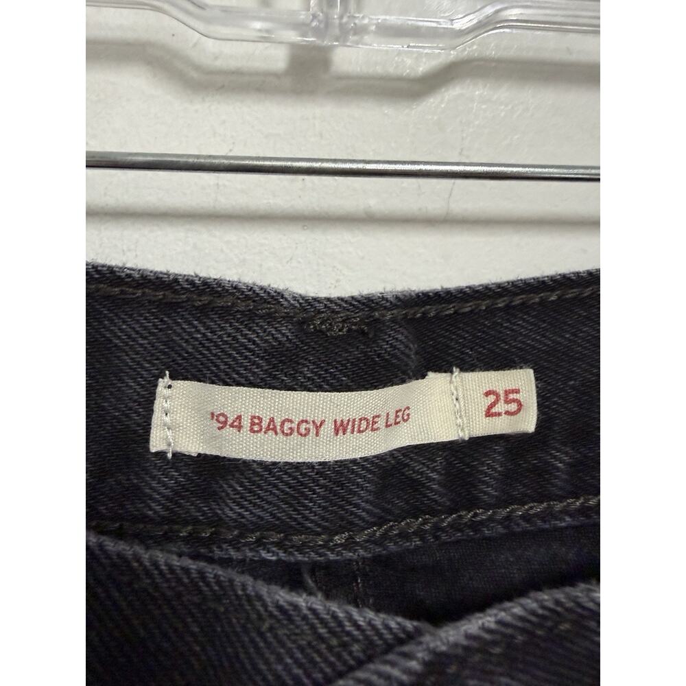 Levis 94 Baggy Wide Leg Jeans Womens 25x30 Black High Rise Relaxed Denim - Picture 2 of 3